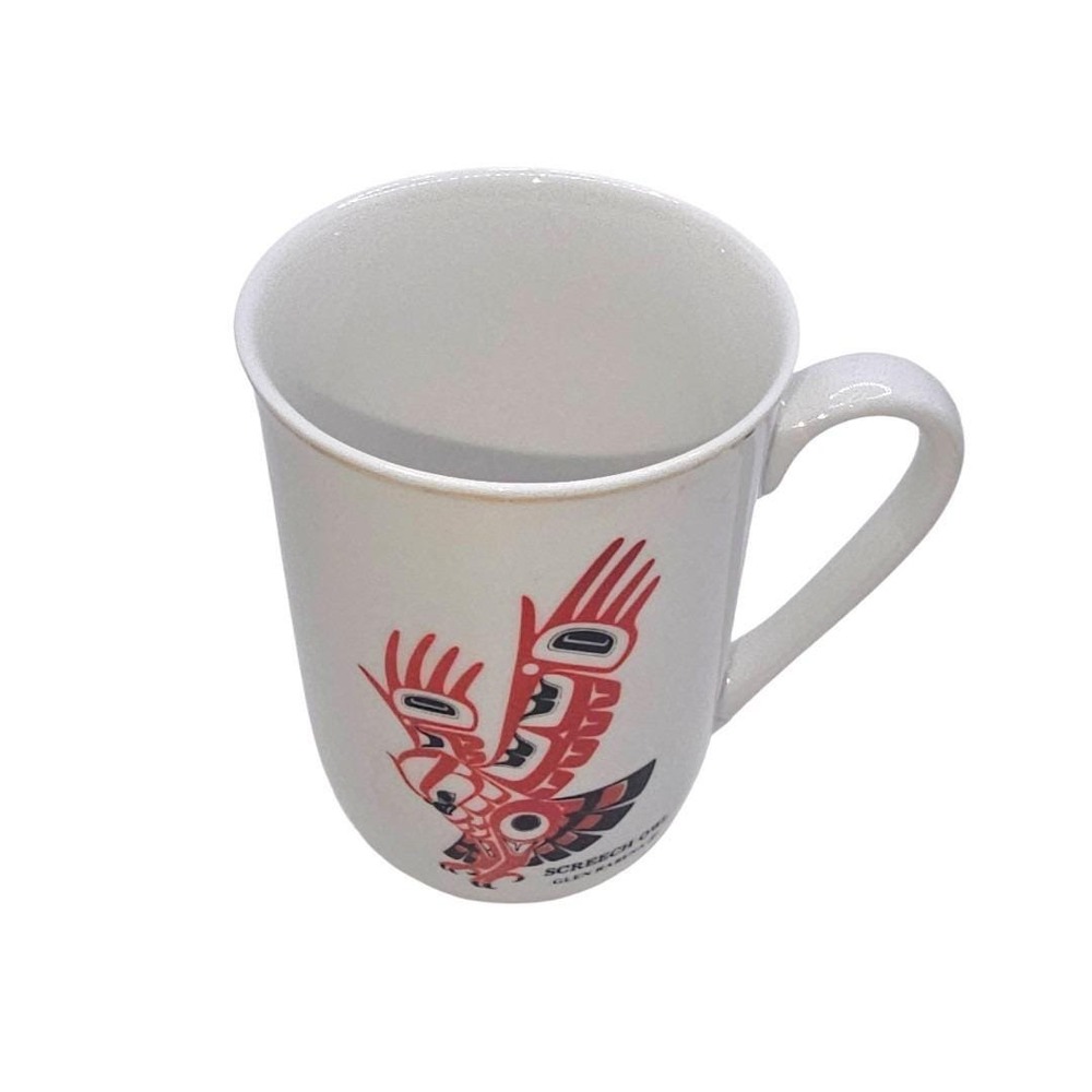 Haida Nation Artist‎ Glen Rabena Vintage Red Screech Owl On White Porcelain Mug - Picture 4 of 10